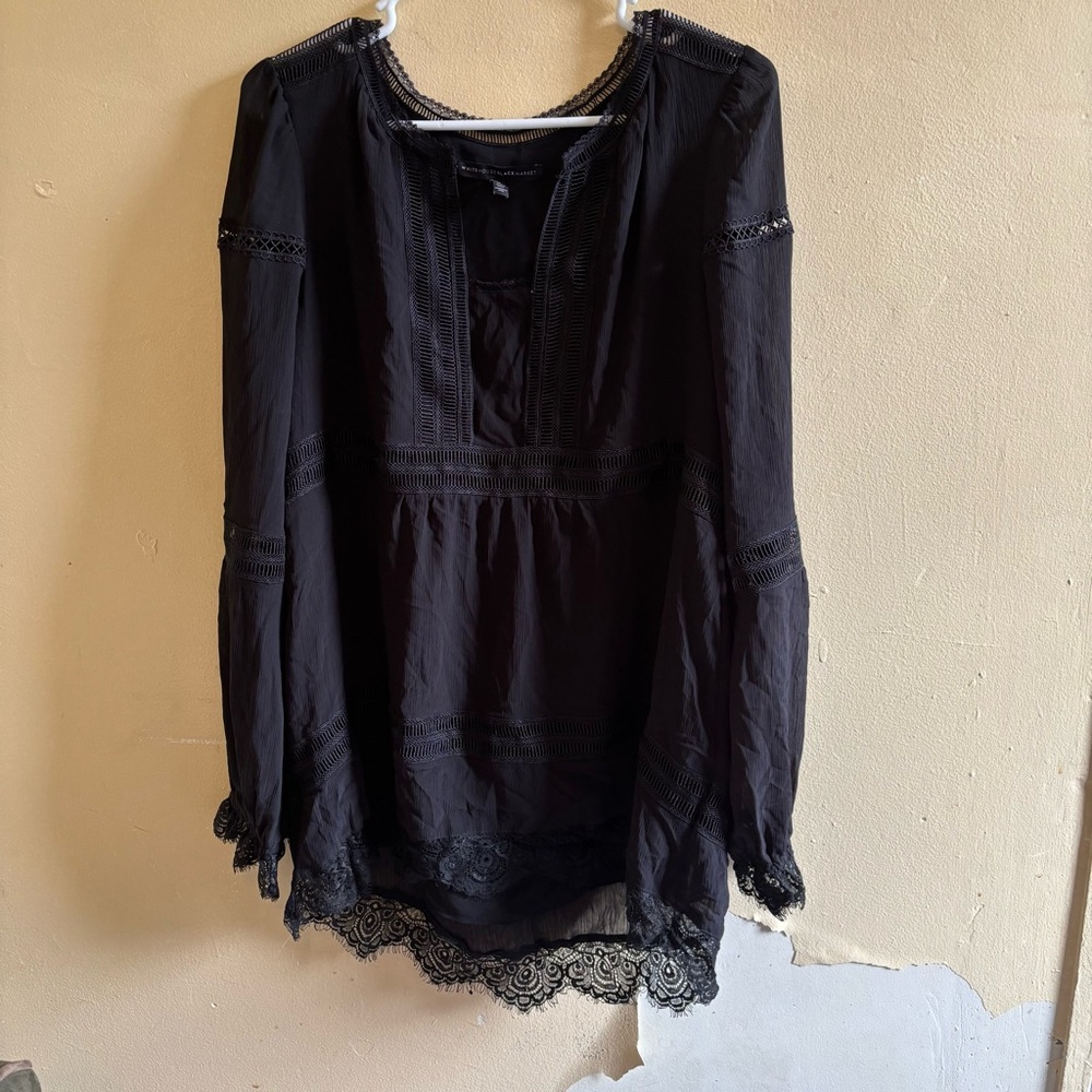 White House Black Market Black Lace Blouse